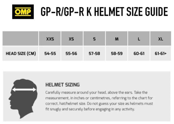 omp gpr helmet size guide
