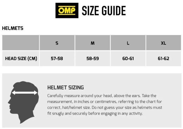 omp rally helmet size chart