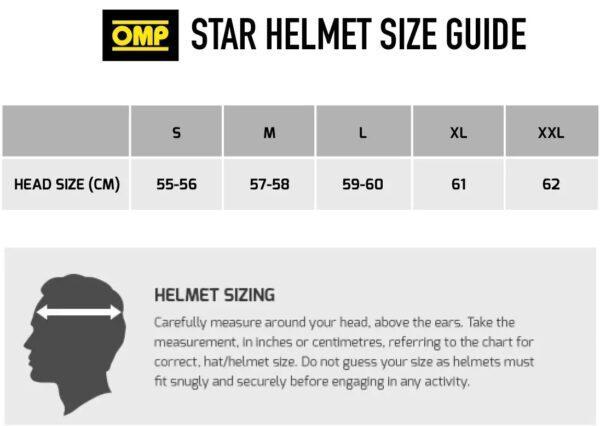 omp star helmet size guide