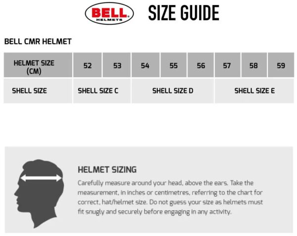 bell cmr helmet size guide 1