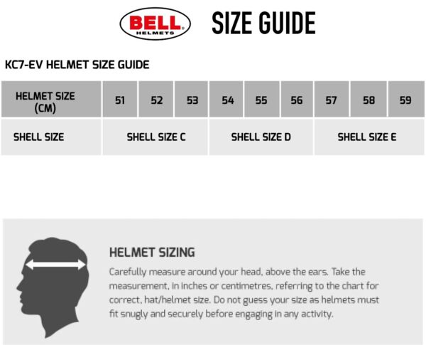 bell cmr helmet size guide