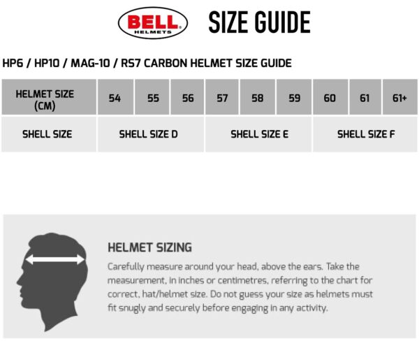 bell helmet size guide carbon