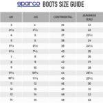 sparco boots size chart